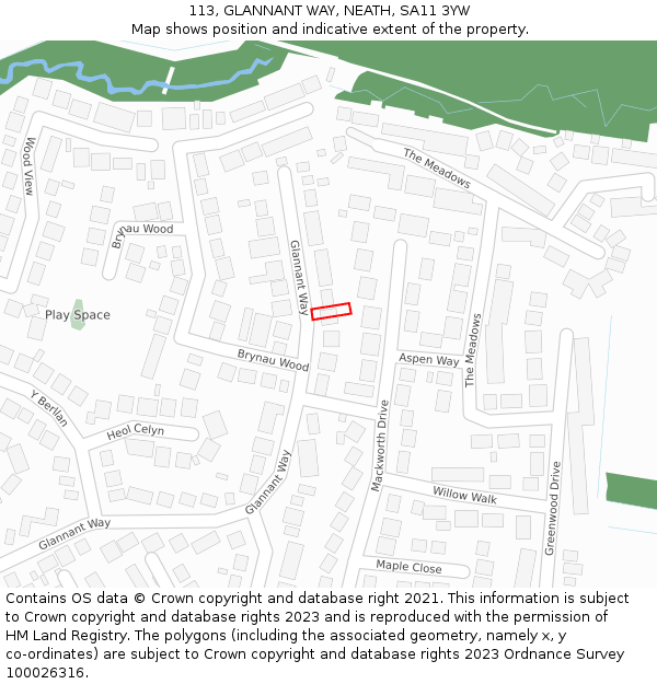 113, GLANNANT WAY, NEATH, SA11 3YW: Location map and indicative extent of plot