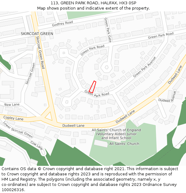 113, GREEN PARK ROAD, HALIFAX, HX3 0SP: Location map and indicative extent of plot