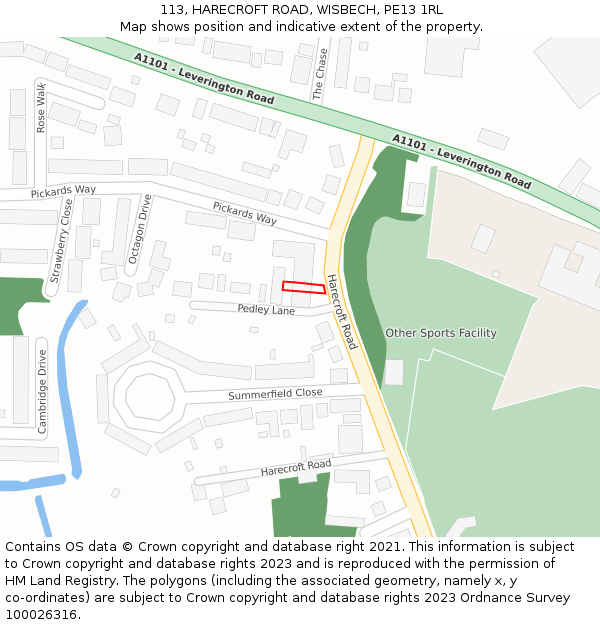 113, HARECROFT ROAD, WISBECH, PE13 1RL: Location map and indicative extent of plot