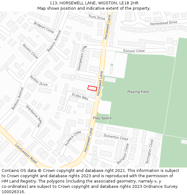 113, HORSEWELL LANE, WIGSTON, LE18 2HR: Location map and indicative extent of plot