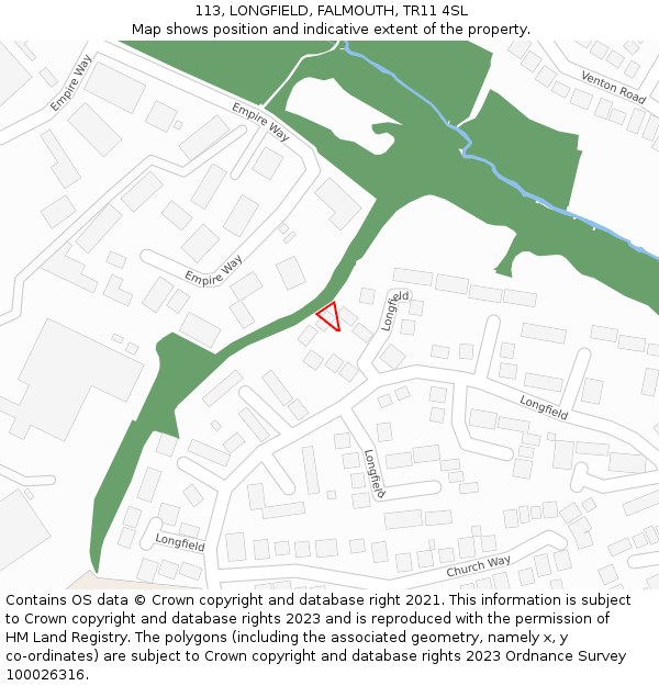 113, LONGFIELD, FALMOUTH, TR11 4SL: Location map and indicative extent of plot