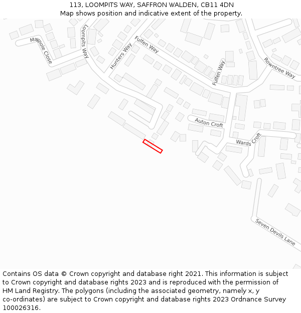 113, LOOMPITS WAY, SAFFRON WALDEN, CB11 4DN: Location map and indicative extent of plot