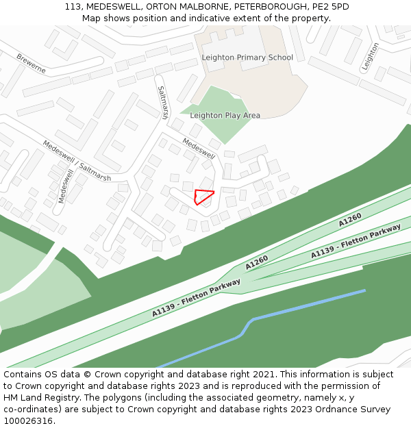 113, MEDESWELL, ORTON MALBORNE, PETERBOROUGH, PE2 5PD: Location map and indicative extent of plot