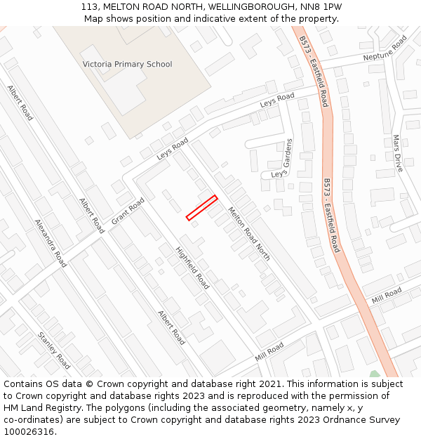 113, MELTON ROAD NORTH, WELLINGBOROUGH, NN8 1PW: Location map and indicative extent of plot