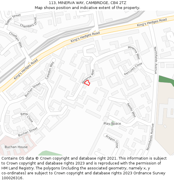 113, MINERVA WAY, CAMBRIDGE, CB4 2TZ: Location map and indicative extent of plot