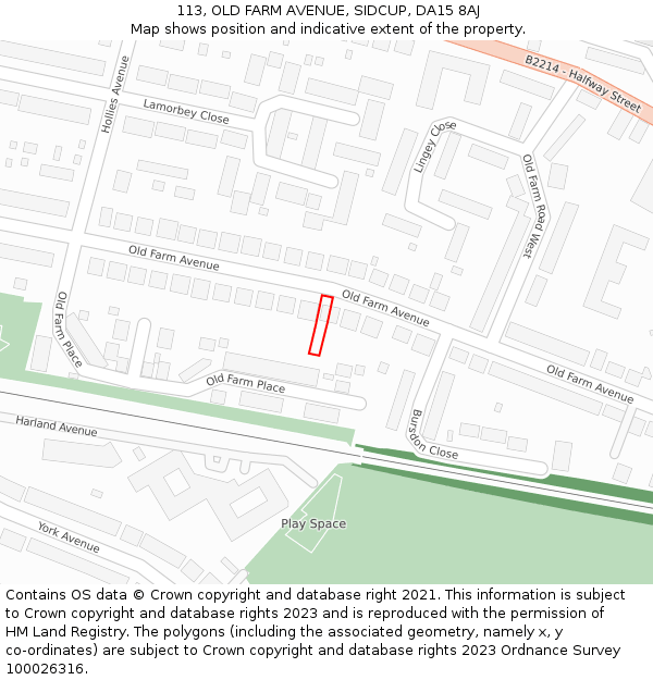 113, OLD FARM AVENUE, SIDCUP, DA15 8AJ: Location map and indicative extent of plot