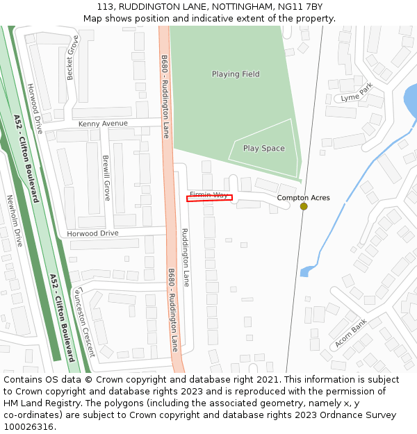 113, RUDDINGTON LANE, NOTTINGHAM, NG11 7BY: Location map and indicative extent of plot