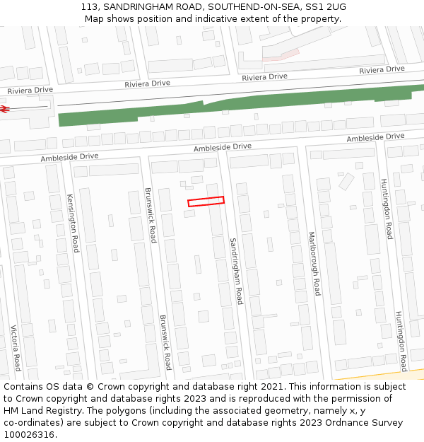 113, SANDRINGHAM ROAD, SOUTHEND-ON-SEA, SS1 2UG: Location map and indicative extent of plot