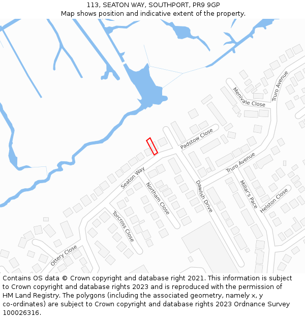 113, SEATON WAY, SOUTHPORT, PR9 9GP: Location map and indicative extent of plot