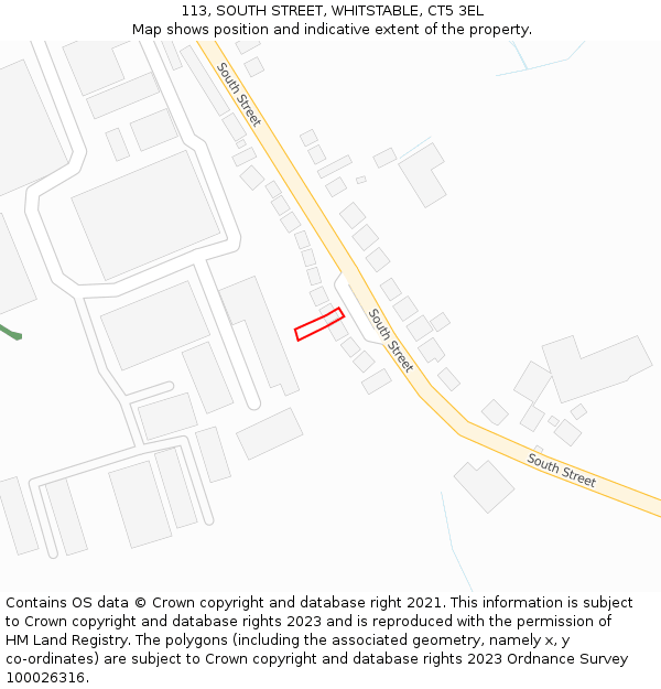 113, SOUTH STREET, WHITSTABLE, CT5 3EL: Location map and indicative extent of plot