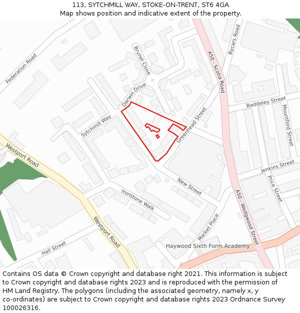 113, SYTCHMILL WAY, STOKE-ON-TRENT, ST6 4GA: Location map and indicative extent of plot