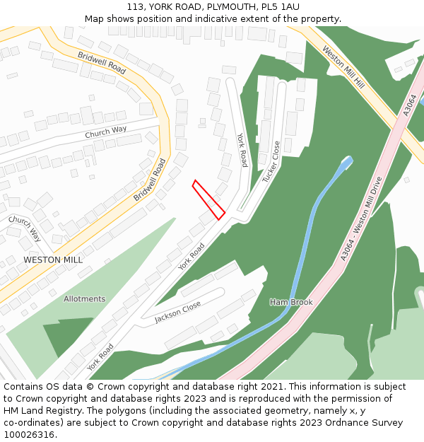 113, YORK ROAD, PLYMOUTH, PL5 1AU: Location map and indicative extent of plot