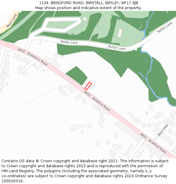 1134, BRADFORD ROAD, BIRSTALL, BATLEY, WF17 9JB: Location map and indicative extent of plot