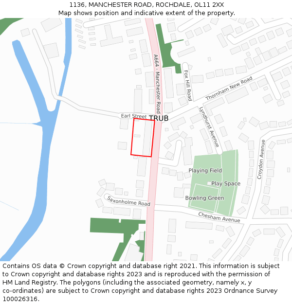 1136, MANCHESTER ROAD, ROCHDALE, OL11 2XX: Location map and indicative extent of plot