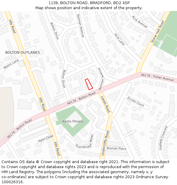 1139, BOLTON ROAD, BRADFORD, BD2 4SP: Location map and indicative extent of plot