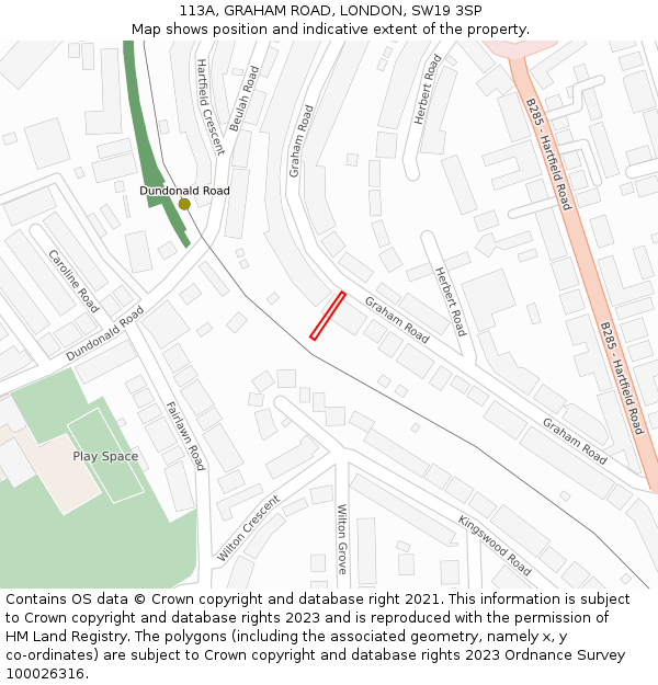 113A, GRAHAM ROAD, LONDON, SW19 3SP: Location map and indicative extent of plot