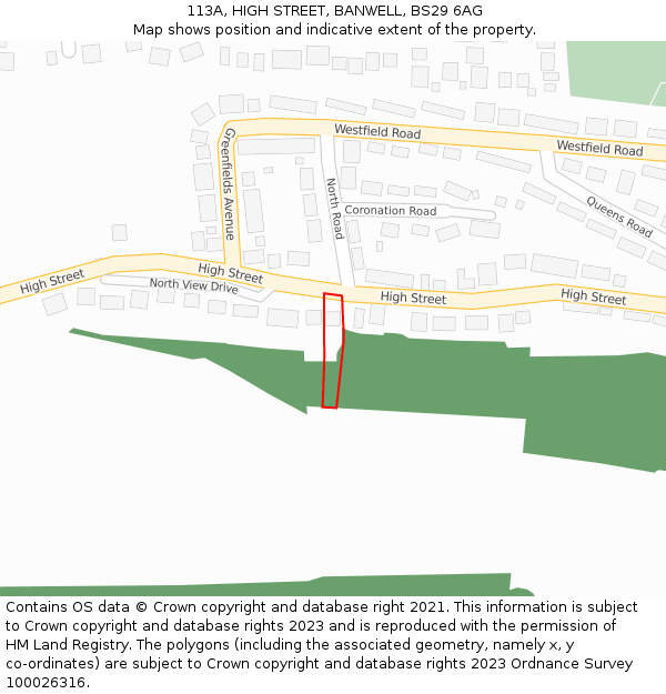 113A, HIGH STREET, BANWELL, BS29 6AG: Location map and indicative extent of plot