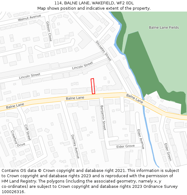 114, BALNE LANE, WAKEFIELD, WF2 0DL: Location map and indicative extent of plot