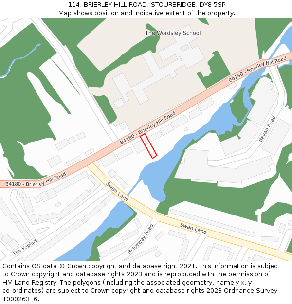 114, BRIERLEY HILL ROAD, STOURBRIDGE, DY8 5SP: Location map and indicative extent of plot