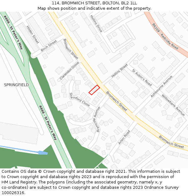 114, BROMWICH STREET, BOLTON, BL2 1LL: Location map and indicative extent of plot