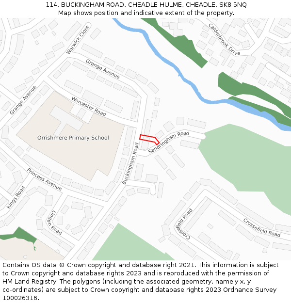 114, BUCKINGHAM ROAD, CHEADLE HULME, CHEADLE, SK8 5NQ: Location map and indicative extent of plot