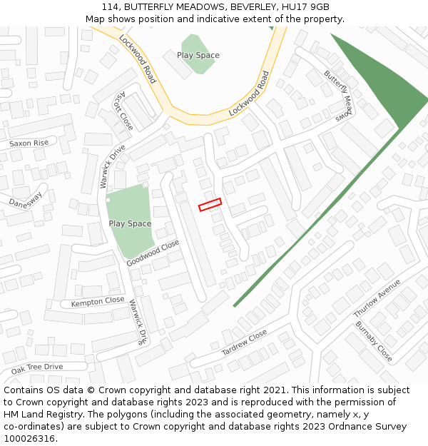 114, BUTTERFLY MEADOWS, BEVERLEY, HU17 9GB: Location map and indicative extent of plot