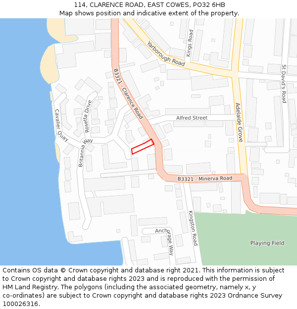 114, CLARENCE ROAD, EAST COWES, PO32 6HB: Location map and indicative extent of plot