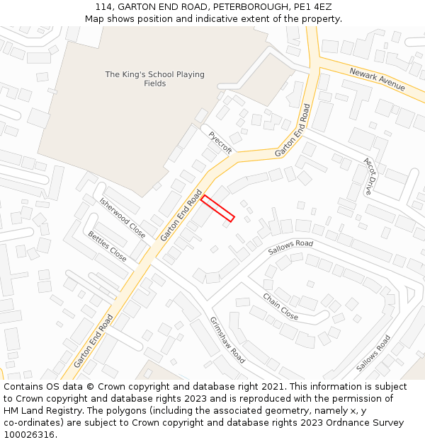 114, GARTON END ROAD, PETERBOROUGH, PE1 4EZ: Location map and indicative extent of plot