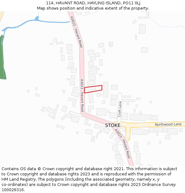 114, HAVANT ROAD, HAYLING ISLAND, PO11 0LJ: Location map and indicative extent of plot