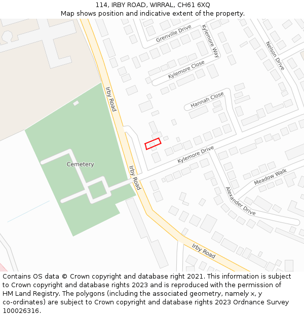 114, IRBY ROAD, WIRRAL, CH61 6XQ: Location map and indicative extent of plot