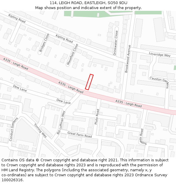 114, LEIGH ROAD, EASTLEIGH, SO50 9DU: Location map and indicative extent of plot