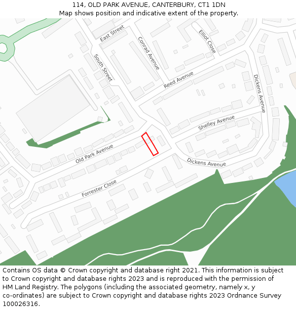 114, OLD PARK AVENUE, CANTERBURY, CT1 1DN: Location map and indicative extent of plot