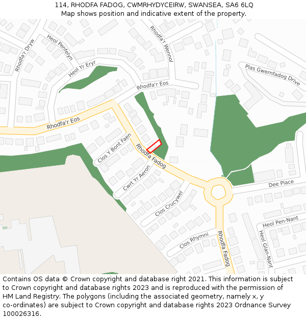 114, RHODFA FADOG, CWMRHYDYCEIRW, SWANSEA, SA6 6LQ: Location map and indicative extent of plot