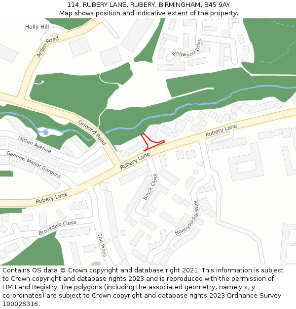 114, RUBERY LANE, RUBERY, BIRMINGHAM, B45 9AY: Location map and indicative extent of plot