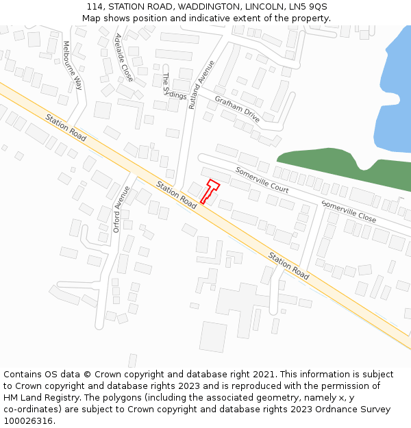 114, STATION ROAD, WADDINGTON, LINCOLN, LN5 9QS: Location map and indicative extent of plot