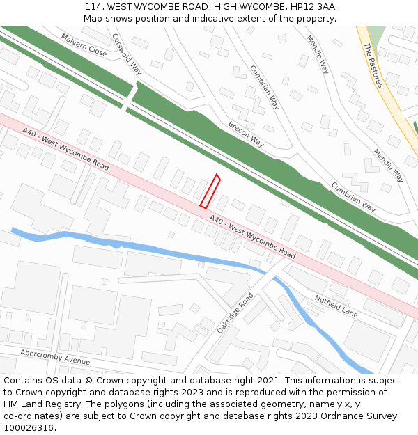 114, WEST WYCOMBE ROAD, HIGH WYCOMBE, HP12 3AA: Location map and indicative extent of plot