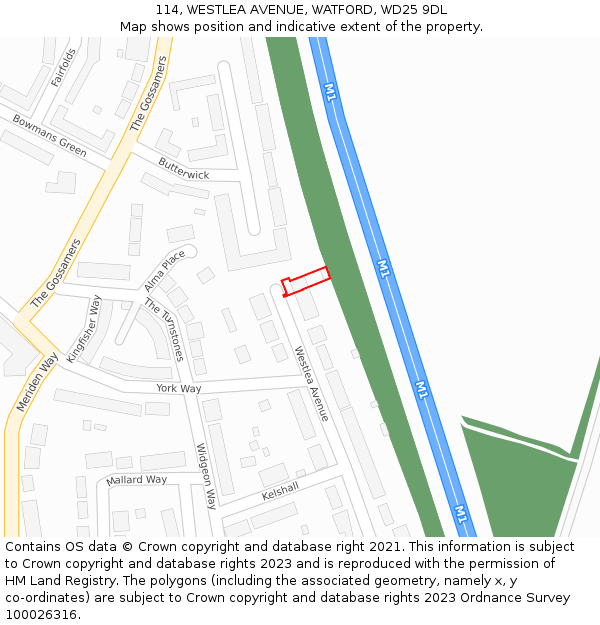 114, WESTLEA AVENUE, WATFORD, WD25 9DL: Location map and indicative extent of plot