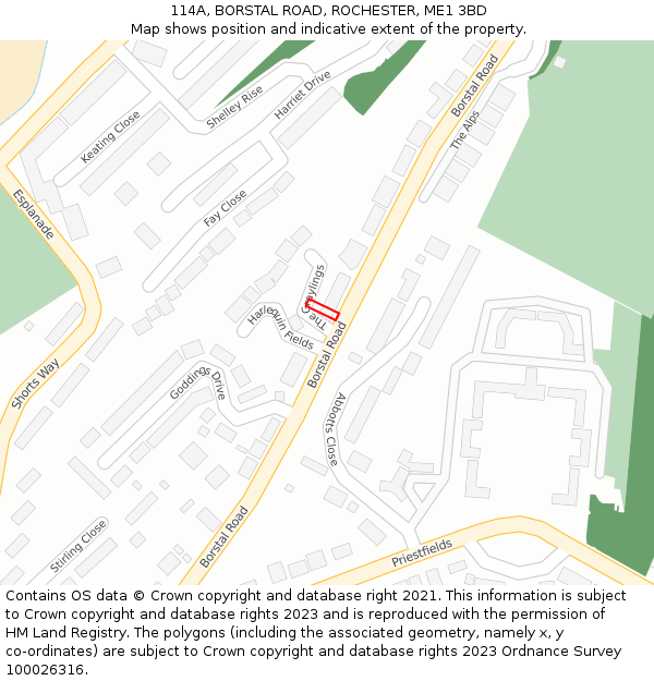 114A, BORSTAL ROAD, ROCHESTER, ME1 3BD: Location map and indicative extent of plot