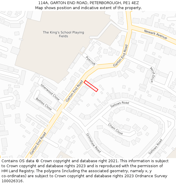 114A, GARTON END ROAD, PETERBOROUGH, PE1 4EZ: Location map and indicative extent of plot