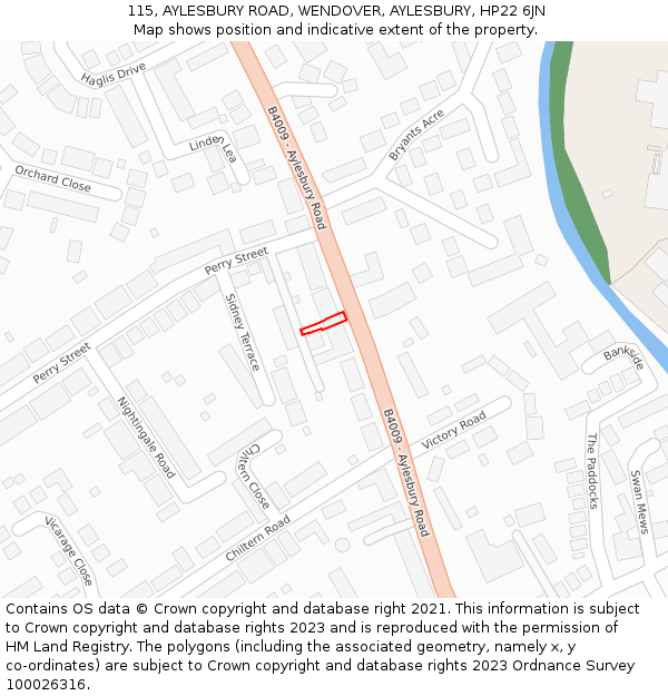 115, AYLESBURY ROAD, WENDOVER, AYLESBURY, HP22 6JN: Location map and indicative extent of plot