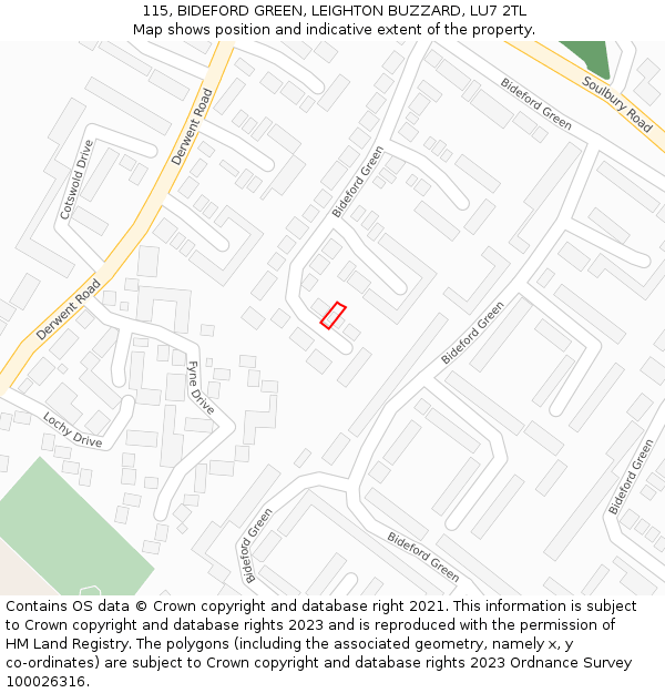 115, BIDEFORD GREEN, LEIGHTON BUZZARD, LU7 2TL: Location map and indicative extent of plot