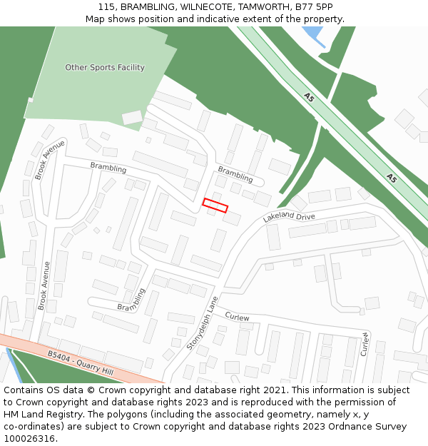 115, BRAMBLING, WILNECOTE, TAMWORTH, B77 5PP: Location map and indicative extent of plot