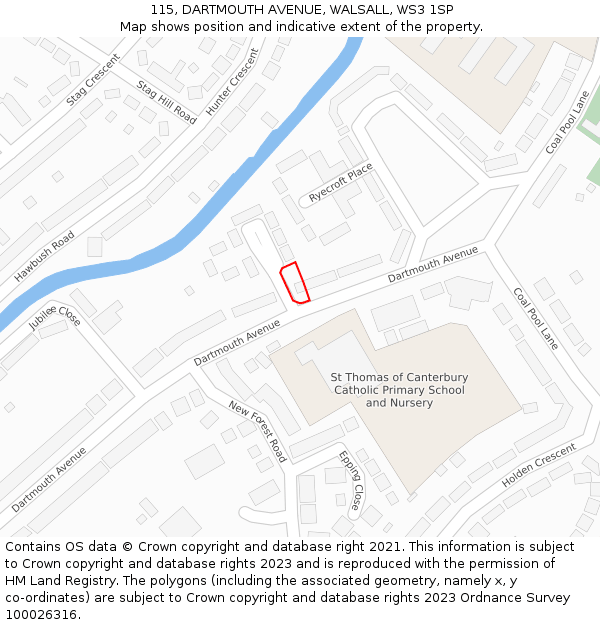 115, DARTMOUTH AVENUE, WALSALL, WS3 1SP: Location map and indicative extent of plot