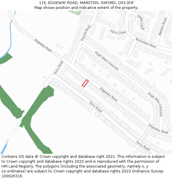 115, EDGEWAY ROAD, MARSTON, OXFORD, OX3 0HF: Location map and indicative extent of plot