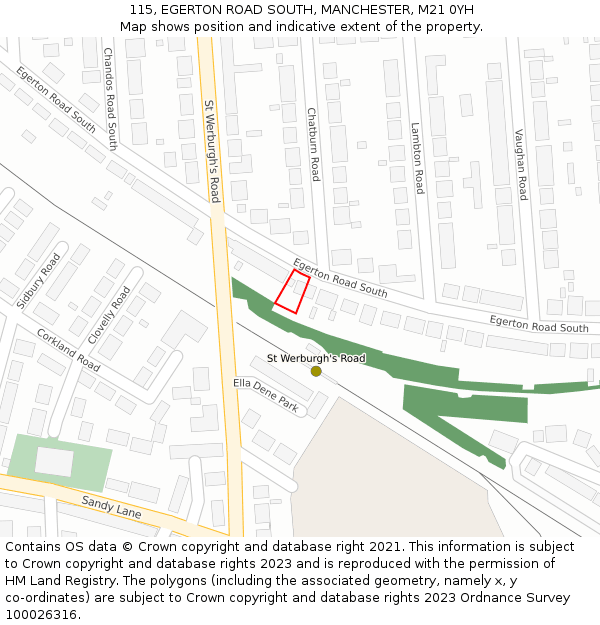 115, EGERTON ROAD SOUTH, MANCHESTER, M21 0YH: Location map and indicative extent of plot