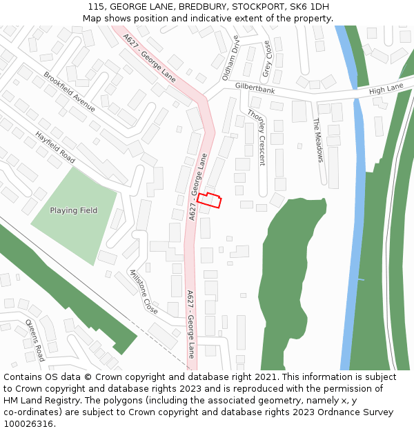 115, GEORGE LANE, BREDBURY, STOCKPORT, SK6 1DH: Location map and indicative extent of plot