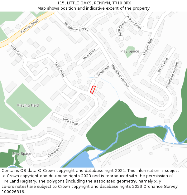 115, LITTLE OAKS, PENRYN, TR10 8RX: Location map and indicative extent of plot