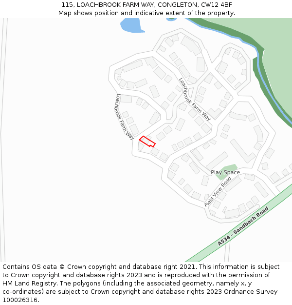 115, LOACHBROOK FARM WAY, CONGLETON, CW12 4BF: Location map and indicative extent of plot