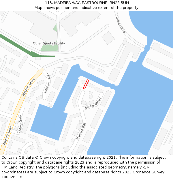 115, MADEIRA WAY, EASTBOURNE, BN23 5UN: Location map and indicative extent of plot