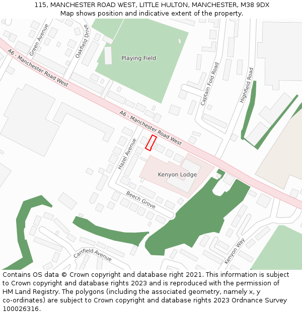 115, MANCHESTER ROAD WEST, LITTLE HULTON, MANCHESTER, M38 9DX: Location map and indicative extent of plot